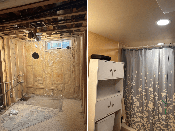 Bathroom demolition and disposal (before & after). Prep work before renovation.